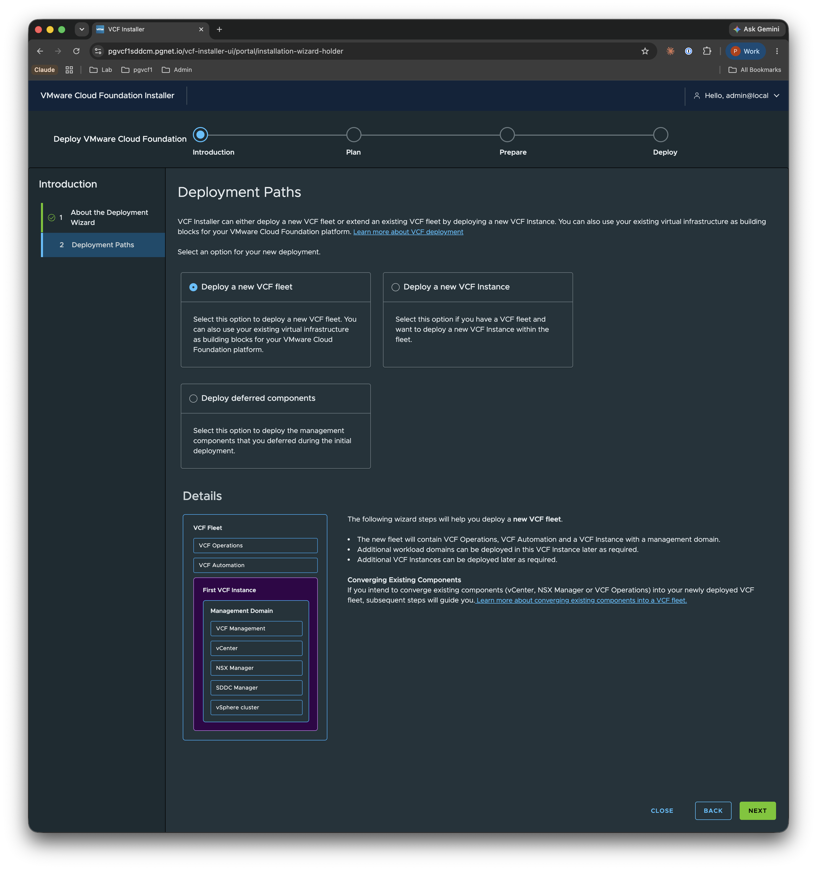 Deployment Paths — Deploy a new VCF fleet