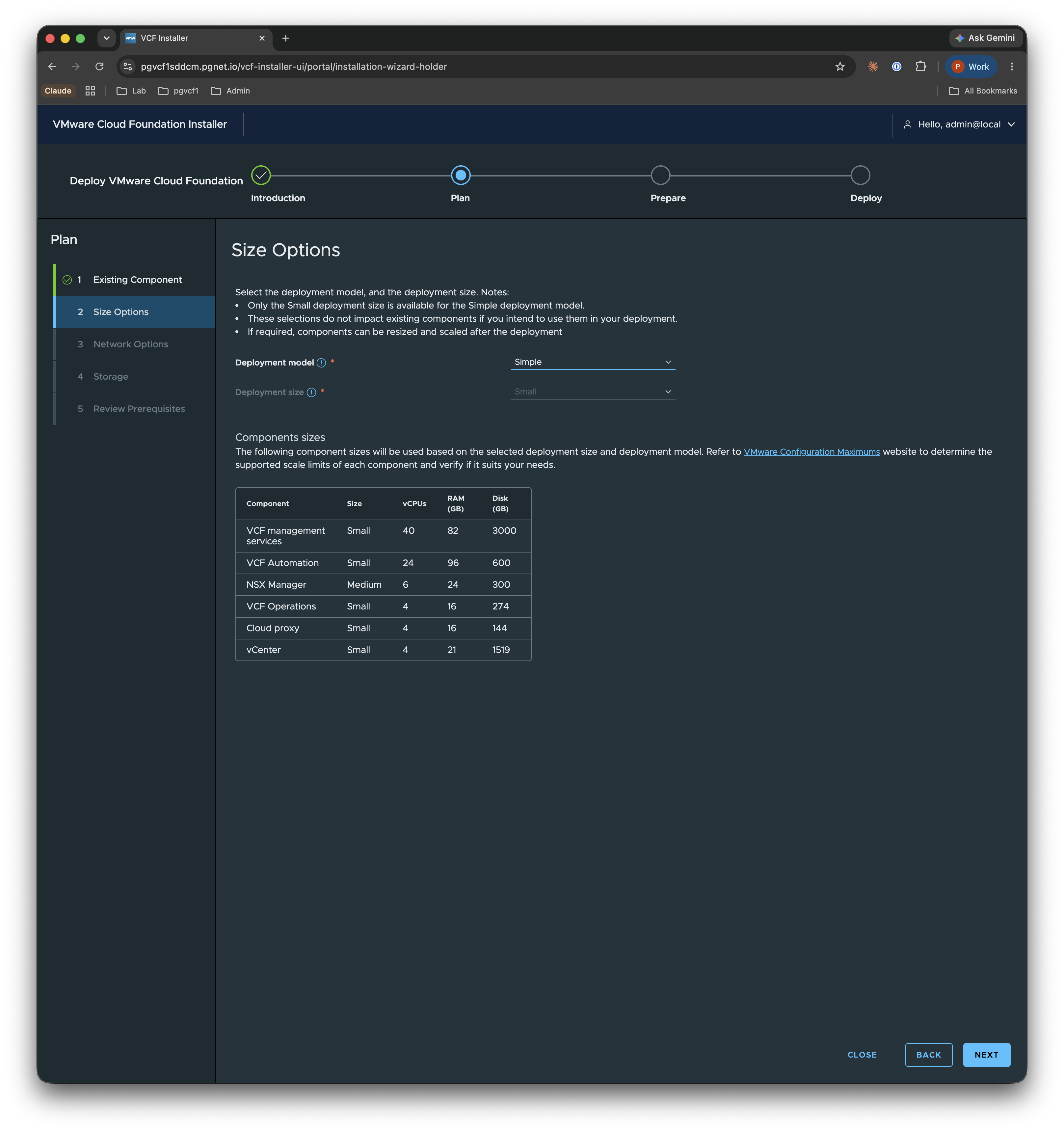 Size Options — Simple / Small (lab)