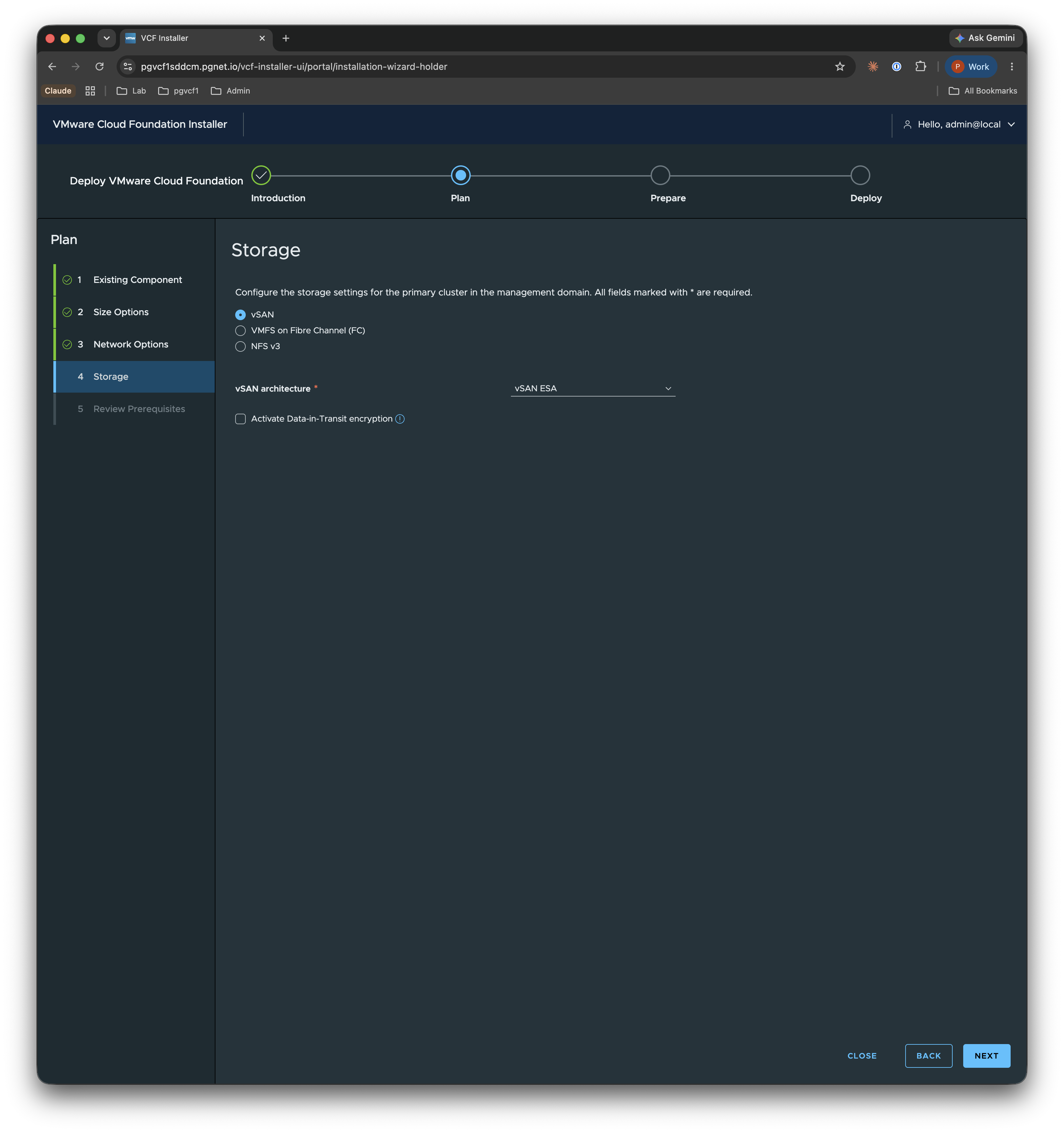 Plan — Storage (vSAN ESA)