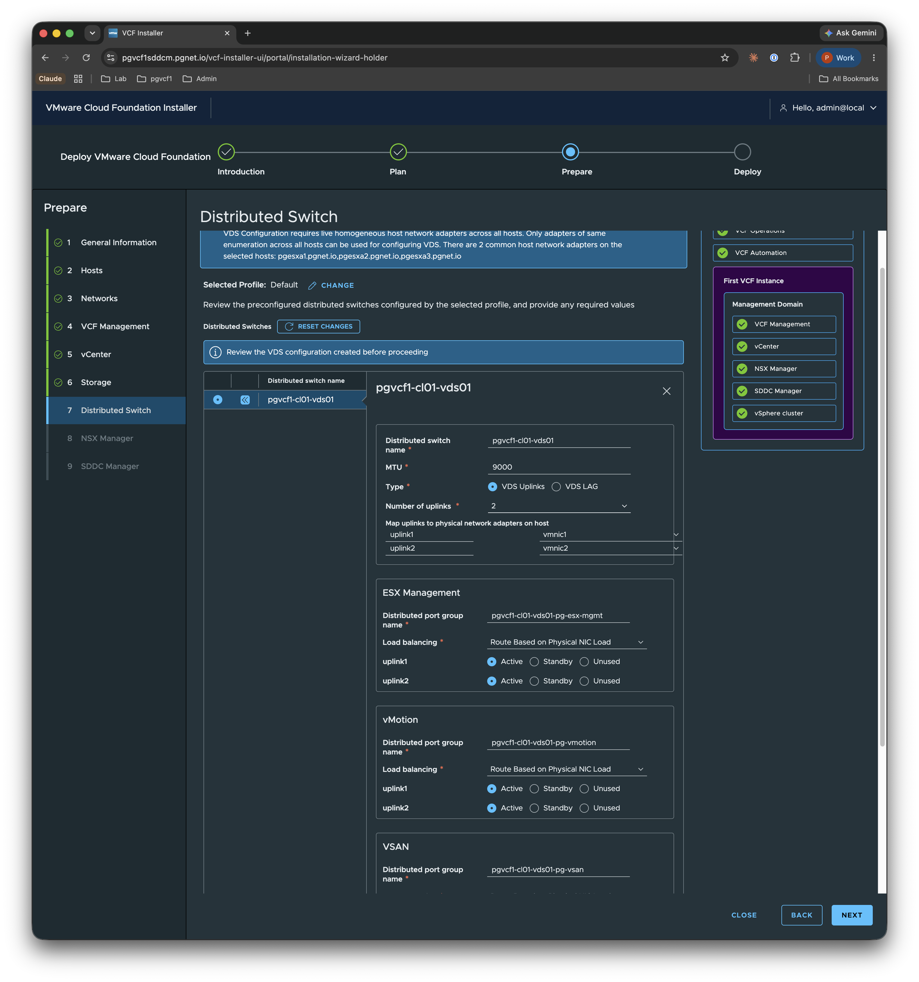 Prepare — Distributed Switch