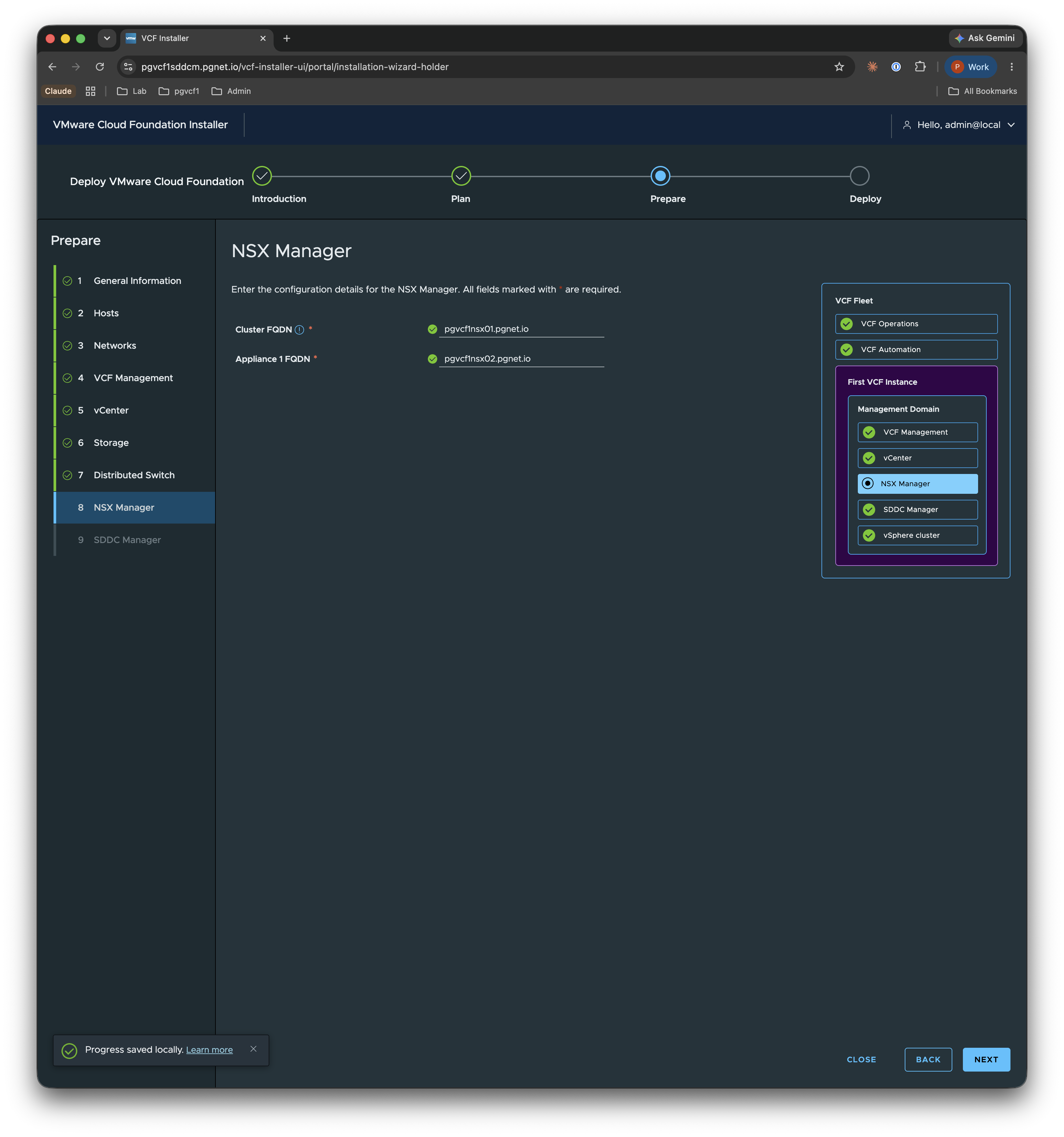 Prepare — NSX Manager