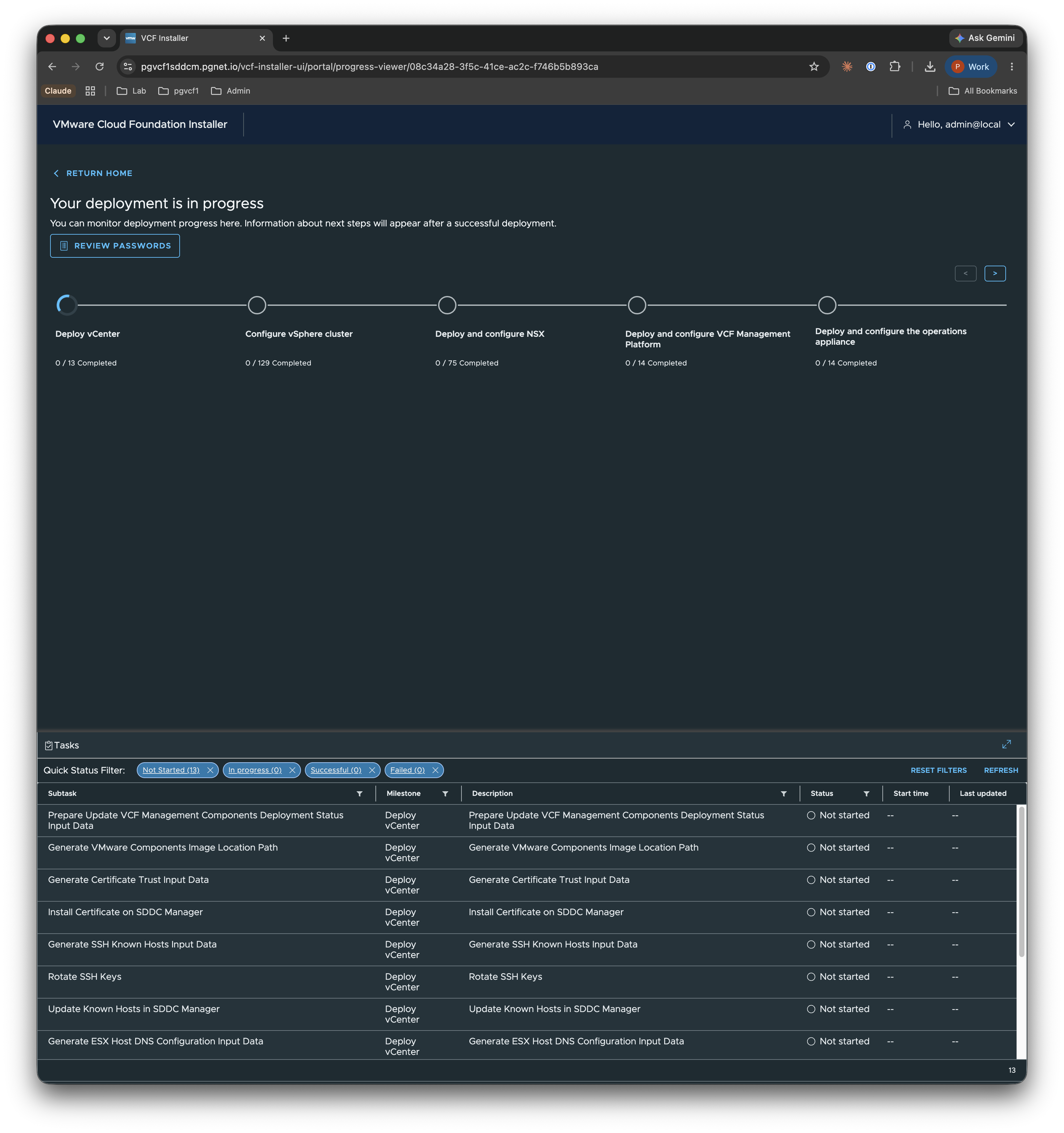 Deploy — Deployment in progress