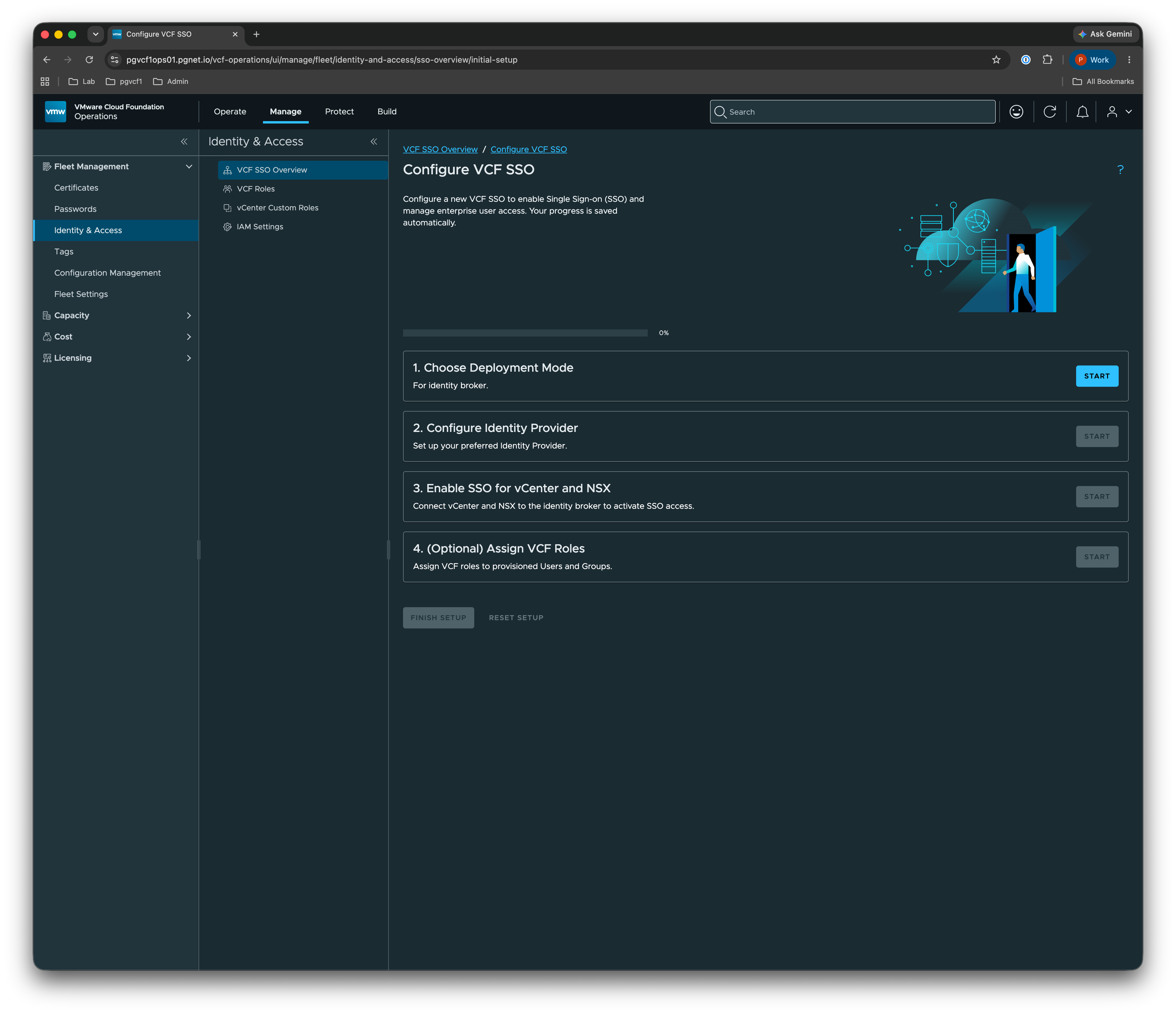 Configure VCF SSO — four-step overview