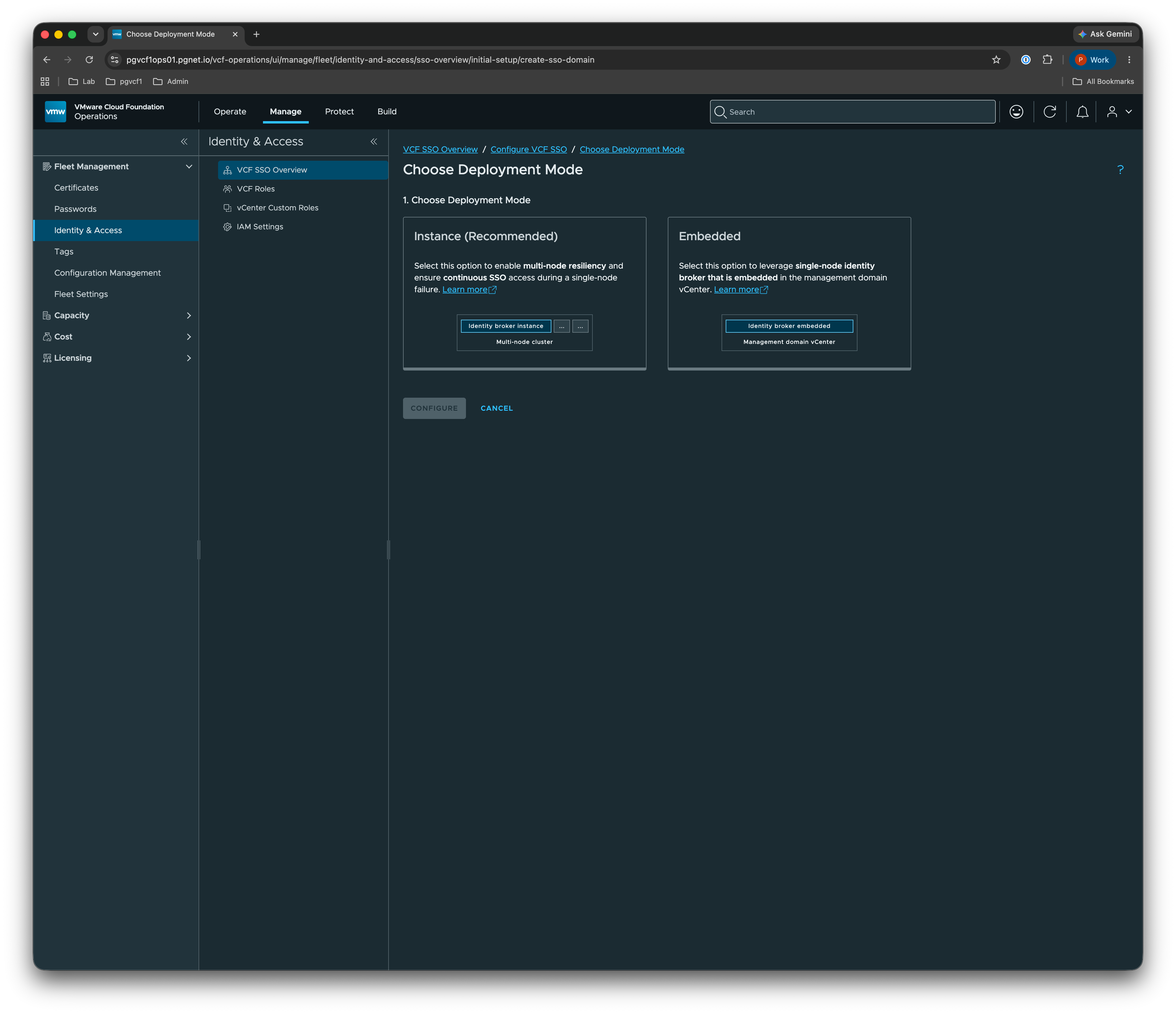 Choose Deployment Mode — Embedded