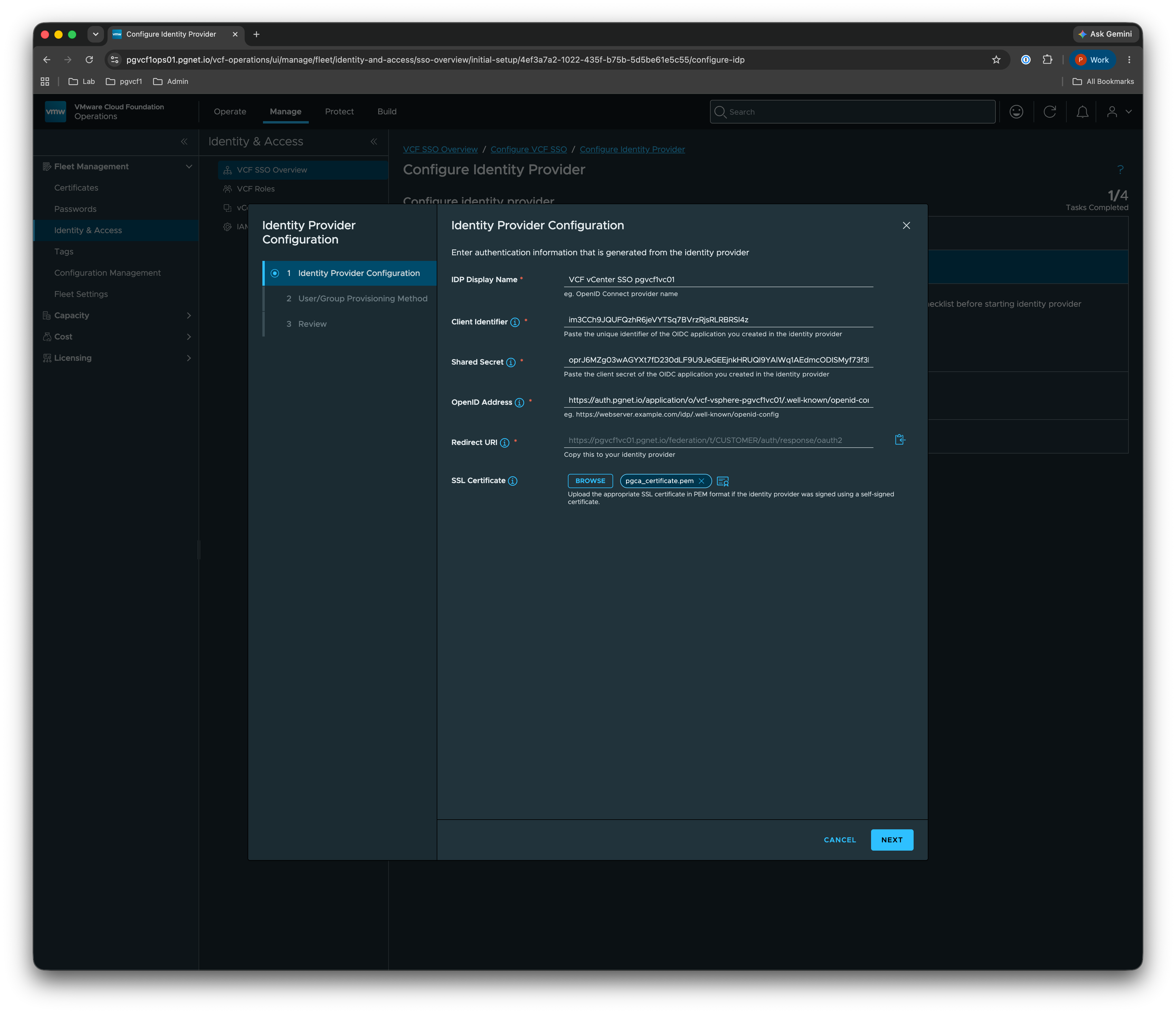 Identity Provider Configuration