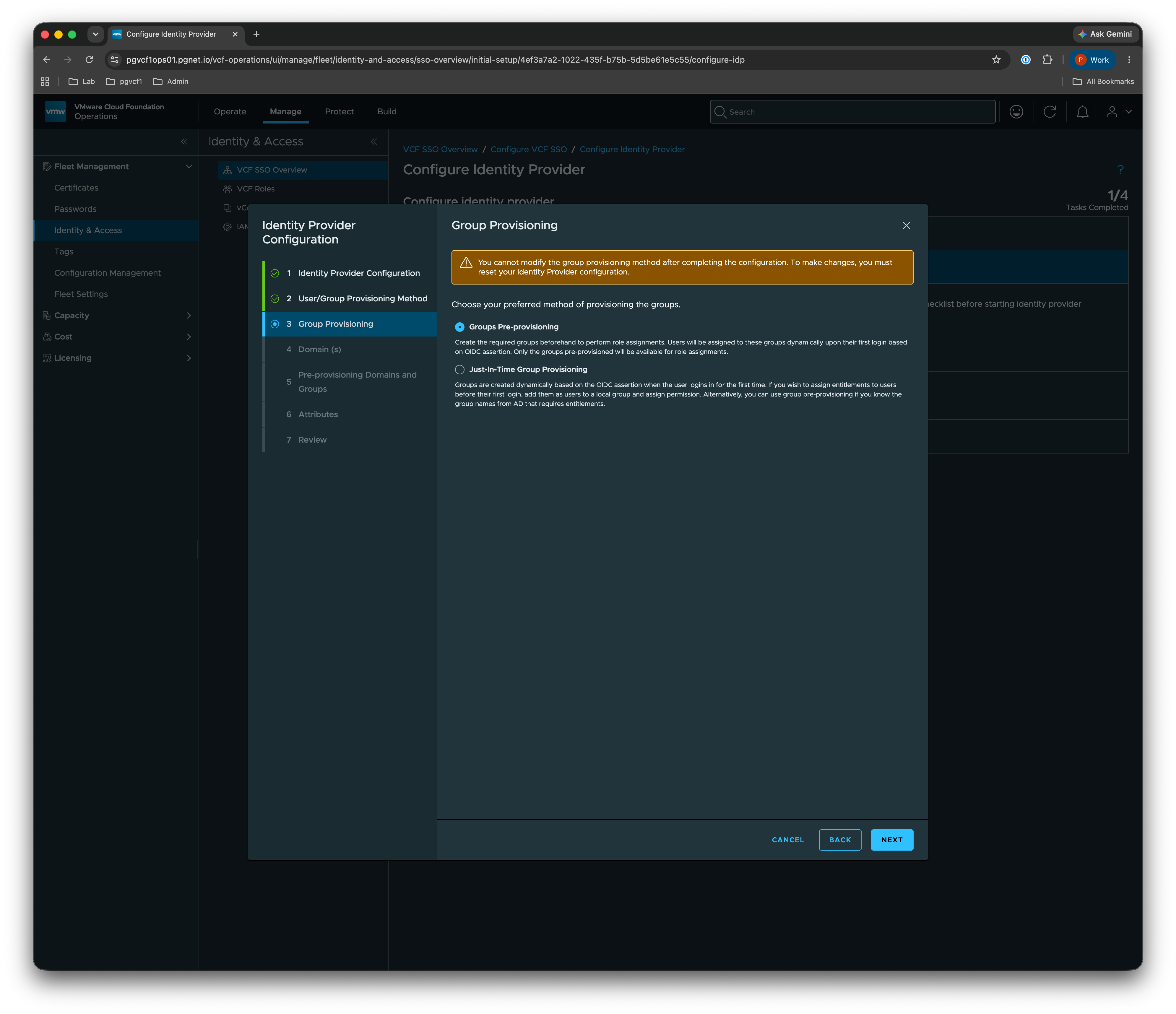 Group Provisioning — Groups Pre-provisioning