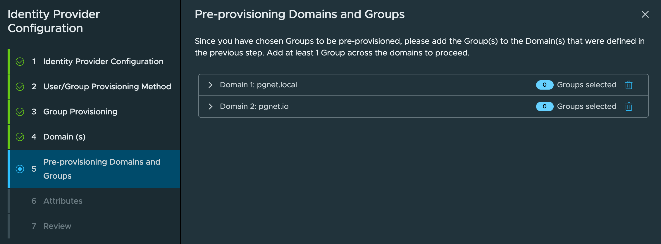 Pre-provisioning Domains and Groups