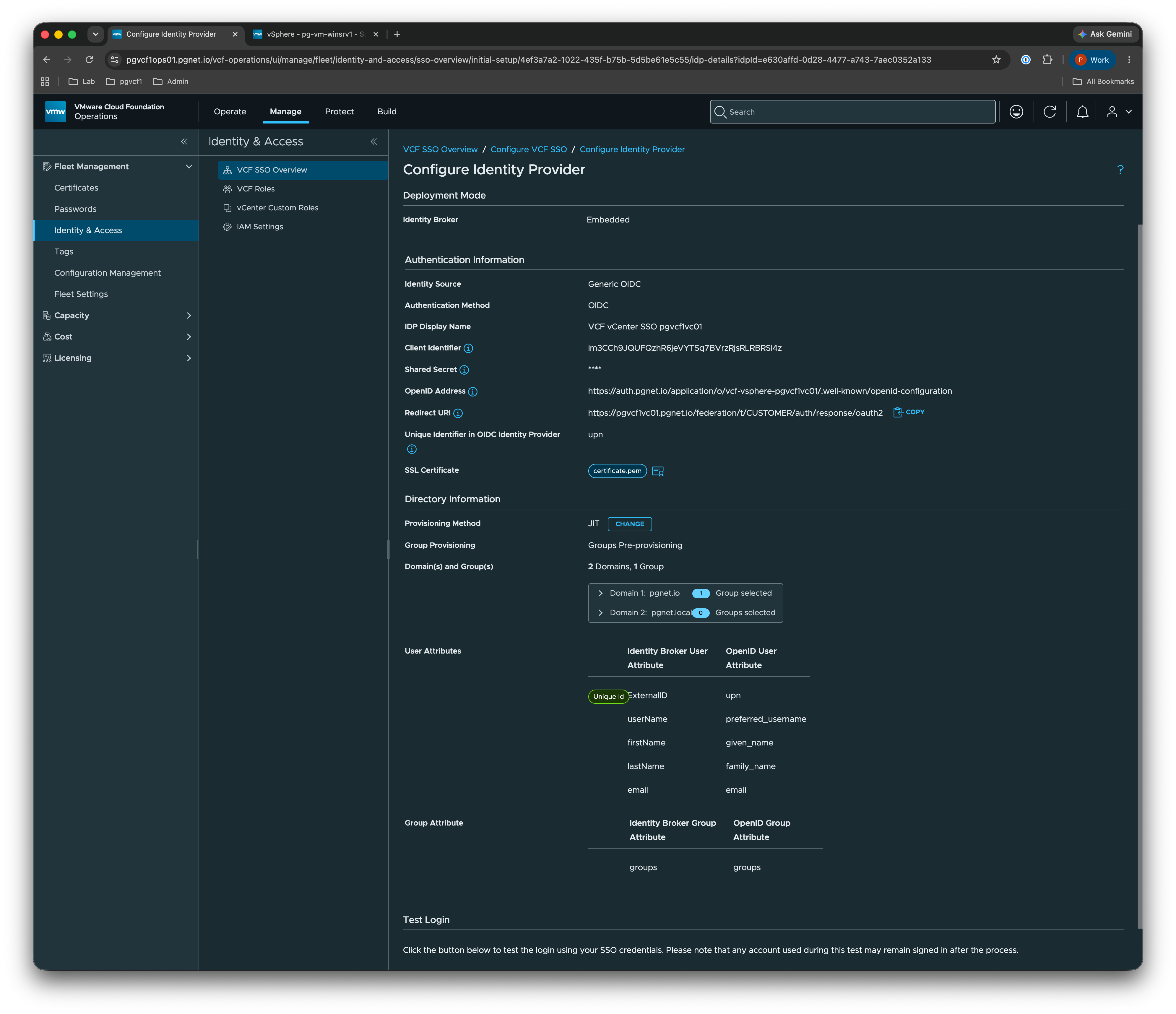 Review the identity provider configuration